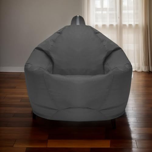 RICPYOIU Sitzsack-Stuhl Sitzsack-Bezüge Ohne Füllung Polyester Weich Birnenförmig Hülle Für Möbel Im Wohnzimmer Und Schlafzimmer,Grau,70 * 80 cm von RICPYOIU