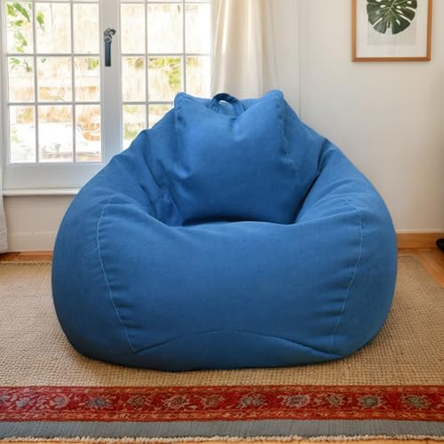 RICPYOIU Sitzsackbezug Großer Sitzsack Für Erwachsene Ohne Füllung Birnenförmig Weich Polyester Möbelbezug Für Wohn- Und Schlafzimmer Geeignet,Dark Blue,80 * 90cm von RICPYOIU