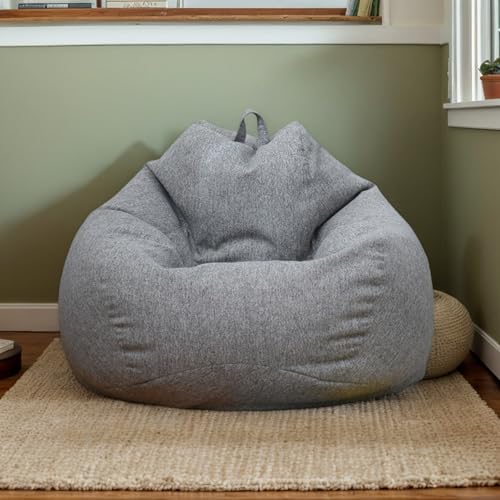 RICPYOIU Sitzsackbezug Großer Sitzsack Für Erwachsene Ohne Füllung Birnenförmig Weich Polyester Möbelbezug Für Wohn- Und Schlafzimmer Geeignet,Dark Grey,90 * 110cm von RICPYOIU
