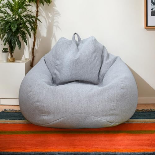 RICPYOIU Sitzsackbezug Großer Sitzsack Für Erwachsene Ohne Füllung Birnenförmig Weich Polyester Möbelbezug Für Wohn- Und Schlafzimmer Geeignet,Grau,90 * 110cm von RICPYOIU