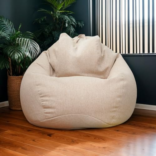 RICPYOIU Sitzsackbezug Großer Sitzsack Für Erwachsene Ohne Füllung Birnenförmig Weich Polyester Möbelbezug Für Wohn- Und Schlafzimmer Geeignet,Khaki,80 * 90cm von RICPYOIU