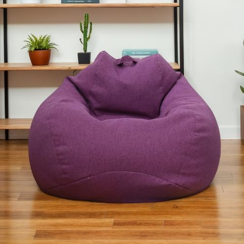RICPYOIU Sitzsackbezug Großer Sitzsack Für Erwachsene Ohne Füllung Birnenförmig Weich Polyester Möbelbezug Für Wohn- Und Schlafzimmer Geeignet,Lila,100 * 120cm von RICPYOIU
