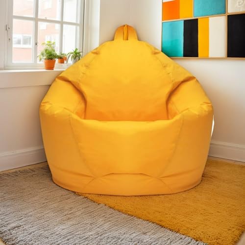 RICPYOIU Sitzsackbezug Ohne Füllung Rund Waschbar Polyester Weich Garten Im Freien Komfortable Sitzhülle Für Entspannung Und Erholung Im Freien Ohne Füllmaterial,Gelb,70 * 80 cm von RICPYOIU