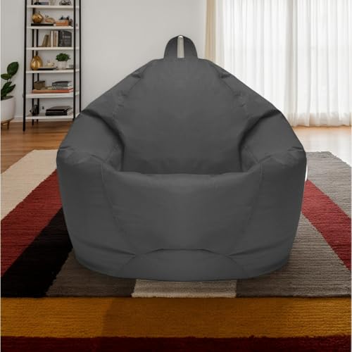 RICPYOIU Sitzsackbezug Ohne Füllung Rund Waschbar Polyester Weich Garten Im Freien Komfortable Sitzhülle Für Entspannung Und Erholung Im Freien Ohne Füllmaterial,Grau,70 * 80 cm von RICPYOIU