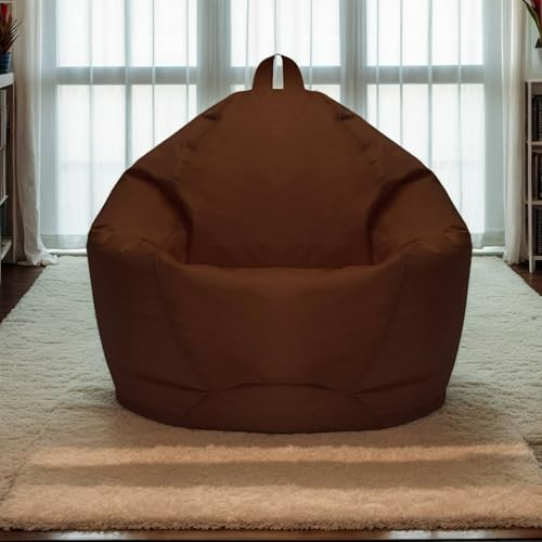 RICPYOIU Sitzsackbezug Ohne Füllung Rund Waschbar Polyester Weich Garten Im Freien Komfortable Sitzhülle Für Entspannung Und Erholung Im Freien Ohne Füllmaterial,Kaffee,70 * 80 cm von RICPYOIU