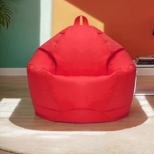 RICPYOIU Sitzsackbezug Ohne Füllung Rund Waschbar Polyester Weich Garten Im Freien Komfortable Sitzhülle Für Entspannung Und Erholung Im Freien Ohne Füllmaterial,Rot,70 * 80 cm von RICPYOIU