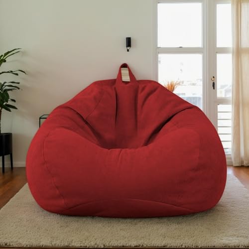 RICPYOIU Sitzsackbezug Rund Waschbar Polyester Weich Kein Füllstoff Garten Im Freien Hülle Für Sitzsack Ohne Füllung Für Entspannung Und Komfort Im Außenbereich,A,90 * 110cm von RICPYOIU