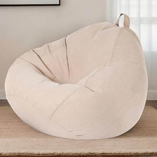 RICPYOIU Sitzsackbezug Rund Waschbar Polyester Weich Kein Füllstoff Garten Im Freien Hülle Für Sitzsack Ohne Füllung Für Entspannung Und Komfort Im Außenbereich,H,110 * 120cm von RICPYOIU