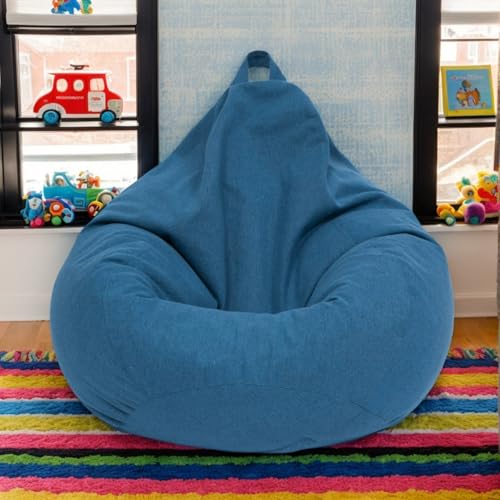 RICPYOIU Sitzsackbezug Rund Waschbar Polyester Weich Kein Füllstoff Garten Im Freien Hülle Für Sitzsack Ohne Füllung Für Entspannung Und Komfort Im Außenbereich,K,90 * 110cm von RICPYOIU