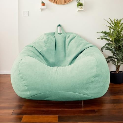 RICPYOIU Sitzsackbezug Rund Waschbar Polyester Weich Kein Füllstoff Garten Im Freien Hülle Für Sitzsack Ohne Füllung Für Entspannung Und Komfort Im Außenbereich,L,70 * 80cm von RICPYOIU