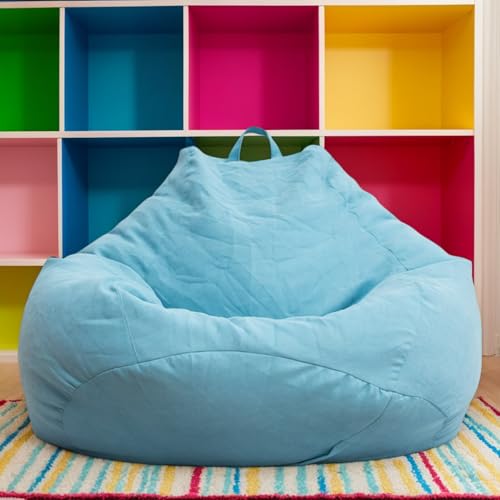RICPYOIU Waschbarer Sitzsackbezug Rund Polyester Weich Kein Füllstoff Geeignet Für Garten Im Freien Sitzsackbezug Ohne Füllung Perfekte Möbelhülle Für Außenbereich,Blue 1,80 * 90cm von RICPYOIU
