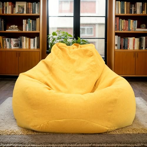 RICPYOIU Waschbarer Sitzsackbezug Rund Polyester Weich Kein Füllstoff Geeignet Für Garten Im Freien Sitzsackbezug Ohne Füllung Perfekte Möbelhülle Für Außenbereich,Gelb,80 * 90cm von RICPYOIU