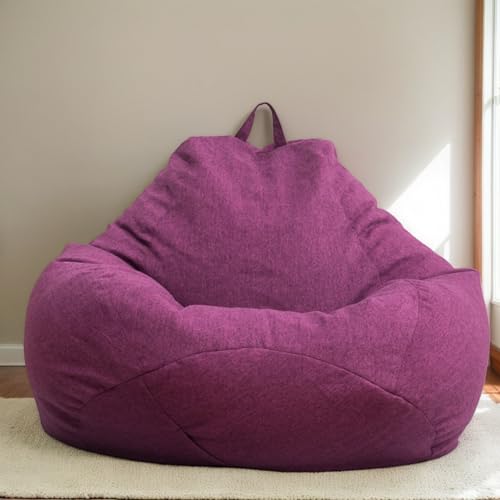 RICPYOIU Waschbarer Sitzsackbezug Rund Polyester Weich Kein Füllstoff Geeignet Für Garten Im Freien Sitzsackbezug Ohne Füllung Perfekte Möbelhülle Für Außenbereich,Lila,90 * 110cm von RICPYOIU