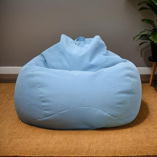 RICPYOIU Waschbarer Weicher Polyesterbezug Sitzsack Für Erwachsene Ohne Füllstoff Birnenförmig Geeignet Als Möbelbezug Für Wohnzimmer Und Schlafzimmer,Blau,90 * 110cm von RICPYOIU