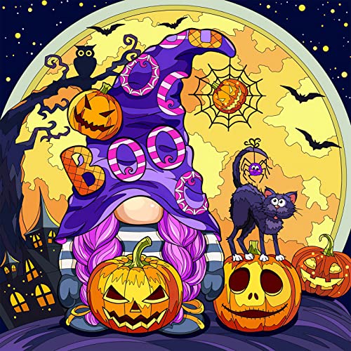 RICUVED 5D Halloween Diamond Painting Gnome Set,DIY Diamant Painting Kürbis Bilder mit Zubehör Diamond Painting Set,Full Drill Cartoon Diamant Malerei Kits als Geschenk und Home Wand Dekor (35x35cm) von RICUVED