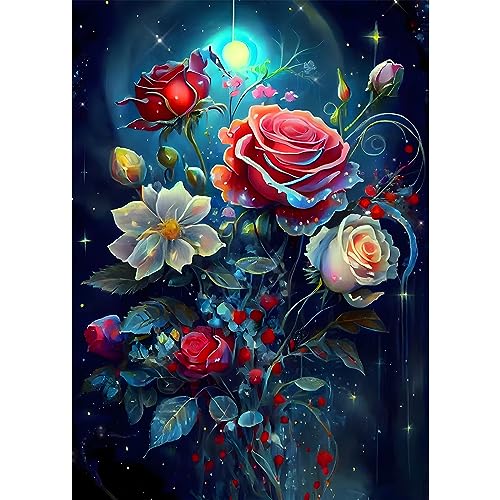 RICUVED Blume Diamond Painting Set,5D Diamant Painting Bilder Erwachsene Landschaft Diamond Painting Kinder, Full Drill Diamond Art Diamant Malerei Bilder Diamond Painting für Home Dekor 30x40cm von RICUVED