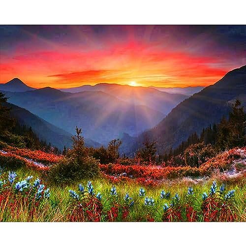 RICUVED Natur Diamond Painting Bilder, 5D Sonne Diamant Painting Bilder Erwachsene Diamant Malerei Bilder Set Full Drill Landschaften Diamond Painting Cross Stickerei Malerei Set 30x40cm von RICUVED