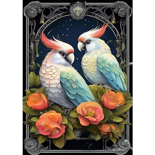 RICUVED Papagei Vogel Diamond Painting Erwachsene, 5D Tier Diamant Painting Bilder Erwachsene, DIY Diamond Painting Bilder Vogel Diamant Malerei Set für Wanddekoration 30x40cm von RICUVED