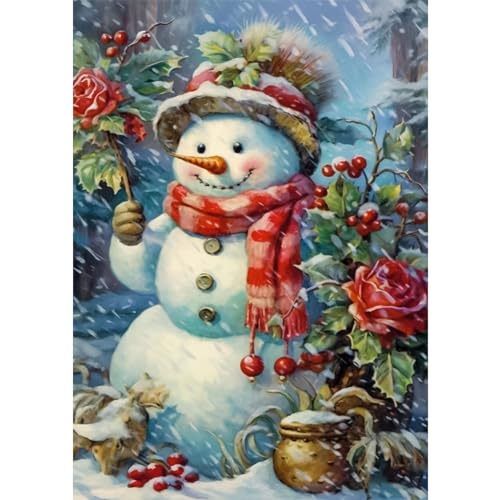 RICUVED Schneemann Diamond Painting Erwachsene, 5D Weihnachten Diamant Painting Bilder Erwachsene, DIY Diamond Painting Bilder Xmas Diamant Malerei Set für Wanddekoration 30x40cm von RICUVED