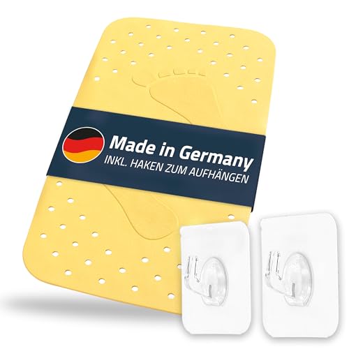 Badewanneneinlage, Wanneneinlage, Badematte Step ca. 38x72 cm, gelb, 100% TPE | inkl. 2 Haken | frei von PVC, Phthalaten, Blei, Latex | TÜV geprüft | Made in Germany von RIDDER