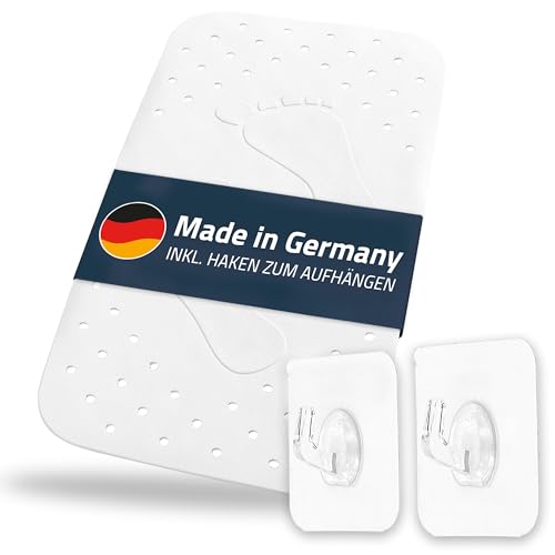 Badewanneneinlage, Wanneneinlage, Badematte Step ca. 38x72 cm, weiß, 100% TPE | inkl. 2 Haken | frei von PVC, Phthalaten, Blei, Latex | TÜV geprüft | Made in Germany von RIDDER