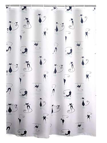 RIDDER Duschvorhang Textil Cats schwarz 180x200 cm von RIDDER