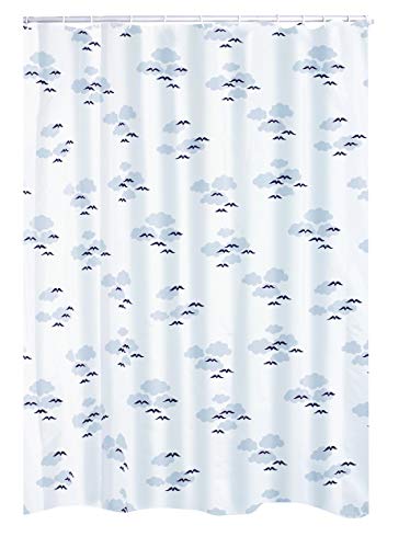 RIDDER Duschvorhang Textil ca. 180x200 cm, Helgoland, blau, inkl. Ringe | Waschbar | ÖkoTex von RIDDER