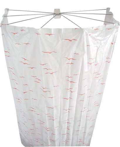 RIDDER Sylt Duschspinne, Duschfaltkabine, Ombrella, Badewannenvorhang, Kunststoff (ABS = Acrylnitril-Butadien-Styrol) / Edelstahl/PEVA (Polyethylen-Vinylacetat), rosé, 170 cm von RIDDER