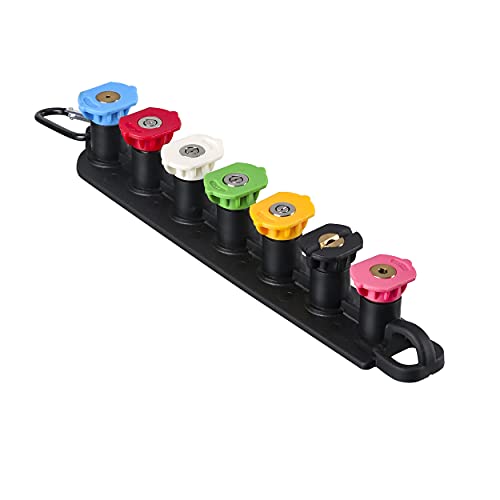 RIDGE WASHER Hochdruckreiniger Düsenspitzen Set mit Halter, 7 Sprühspitzen, 1/10.2 cm Schnellanschluss, 4000 PSI von RIDGE WASHER