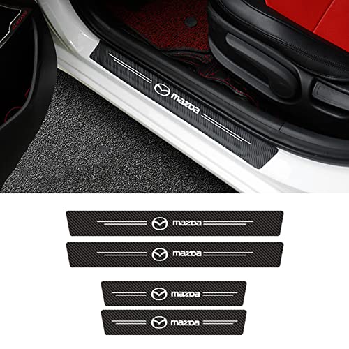 RIDGOEL 4 Stück Auto Einstiegsleisten Schutzfolie Kohlefaser Türschweller Aufkleber für Mazda 2 3 5 6 CX-3 CX-30 CX-5 CX-50 CX-60 CX-7 CX-8 CX-9 Auto Tür Schritt Platte Abdeckung Lackschutzfolie C von RIDGOEL