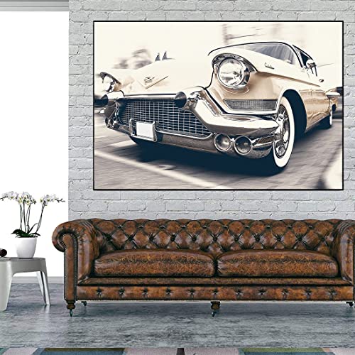 Auto Cadillac Oldtimer Wandkunst Gemälde Bild Dekor Leinwand Druck Gemälde Kunstwerk für Büro Wohnzimmer Schlafzimmer Flur (gerahmt, fertig zum Aufhängen, 50,8 x 76,2 cm) von RIDI LEEOKI