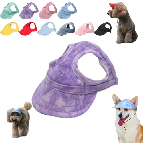 RIEAO Outdoor Sun Protection Hood for Dogs, Dog Outdoor Sun Protection Hat, Pet Baseball Cap Outdoor Sports Sun Hat with Ear Holes, Summer Sun Hat for Dogs Cats (L,Cloud Purple) von RIEAO