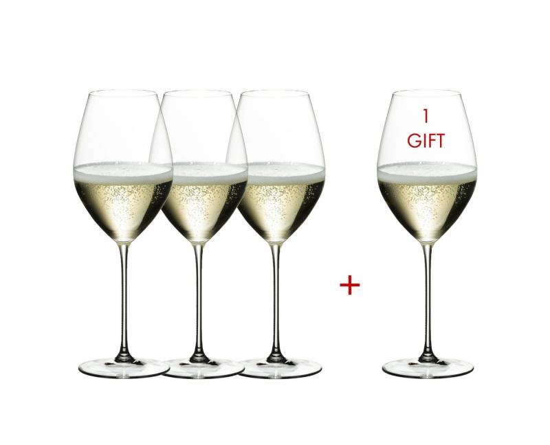 RIEDEL THE WINE GLASS COMPANY Champagnerglas Riedel Veritas Weinglas Champagner 4er Set, Kristallglas von RIEDEL THE WINE GLASS COMPANY
