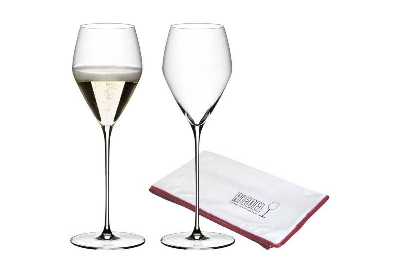 RIEDEL THE WINE GLASS COMPANY Champagnerglas Veloce Champagner Gläser + Poliertuch 327 ml, Glas von RIEDEL THE WINE GLASS COMPANY