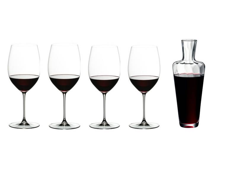 RIEDEL THE WINE GLASS COMPANY Dekanter Veritas Cabernet/Merlot Set4 + Mosel Dekanter, RIEDEL VERITAS CABERNET/MERLOT + MOSEL von RIEDEL THE WINE GLASS COMPANY
