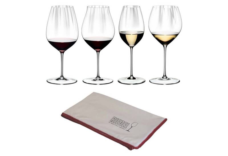 RIEDEL THE WINE GLASS COMPANY Gläser-Set Performance Verkostungsset + Poliertuch 5er Set, Glas von RIEDEL THE WINE GLASS COMPANY