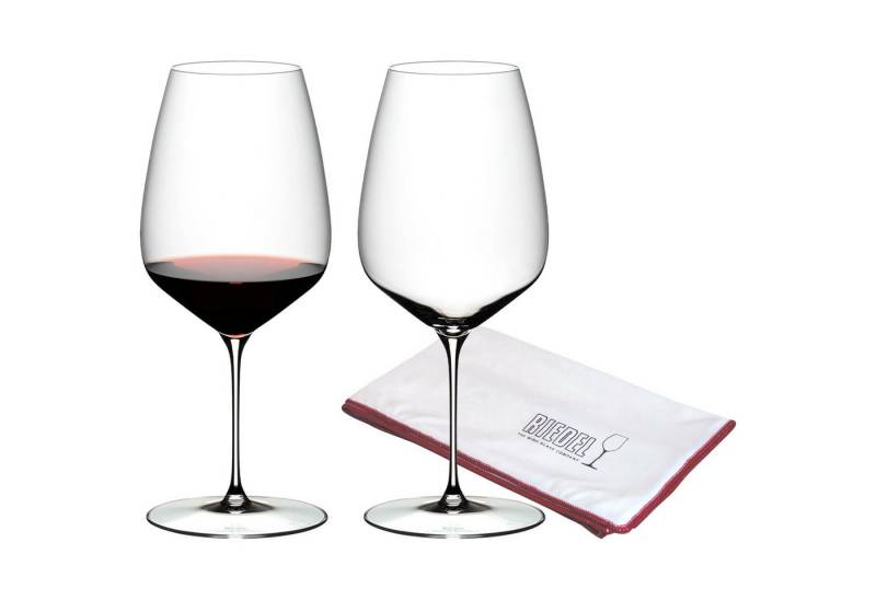 RIEDEL THE WINE GLASS COMPANY Rotweinglas Veloce Cabernet / Merlot Weingläser + Poliertuch, Glas von RIEDEL THE WINE GLASS COMPANY