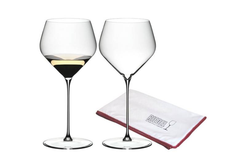 RIEDEL THE WINE GLASS COMPANY Weißweinglas Veloce Chardonnay Weingläser + Poliertuch 690 ml, Glas von RIEDEL THE WINE GLASS COMPANY