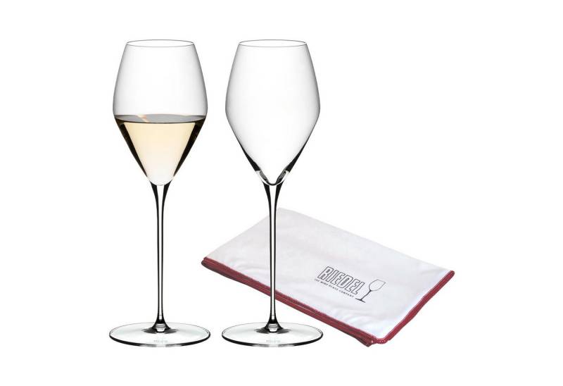 RIEDEL THE WINE GLASS COMPANY Weißweinglas Veloce Sauvignon Blanc Gläser + Poliertuch 347 ml, Glas von RIEDEL THE WINE GLASS COMPANY