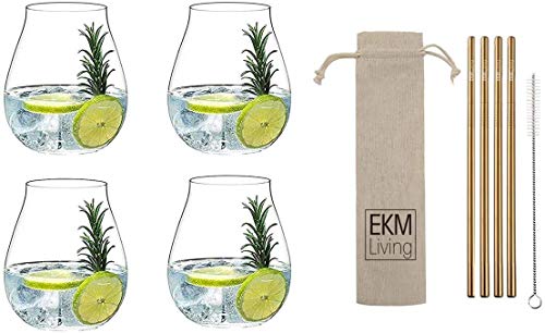 RIEDEL 5414/67 Gin Tonic Gläser Set 4 Stück, Cocktailglas, Wassergläser + Gratis RKM Living Edelstahl Trinkhalme Kupfer von RIEDEL