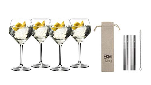 RIEDEL Gin Tonic Vorteilsset 5441/97 + Gratis 4er Set EKM Living Edelstahl Trinkhalme Silber von RIEDEL