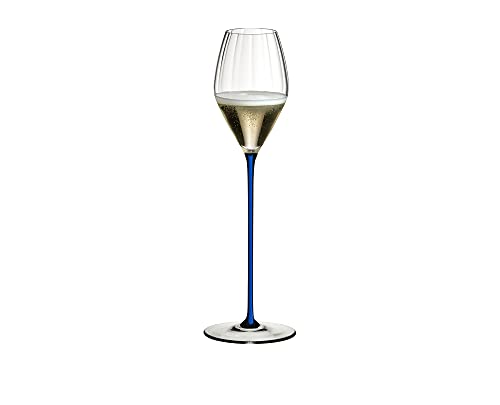 RIEDEL High Performance Champagnerglas, Einzelpackung,klares u. blaues Kristallglas,handgefertigt von RIEDEL