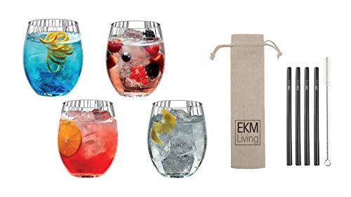 RIEDEL Mixing Tonic Vorteilsset 5515/90 Longdrink Gin Tonic + Gratis 4er Set EKM Living Edelstahl Trinkhalme Schwarz von RIEDEL