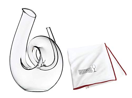 Riedel Dekanter Set Curly mit Riedel Glastuch (2011/04 S1 + 5010/07) Vorteilsset von RIEDEL