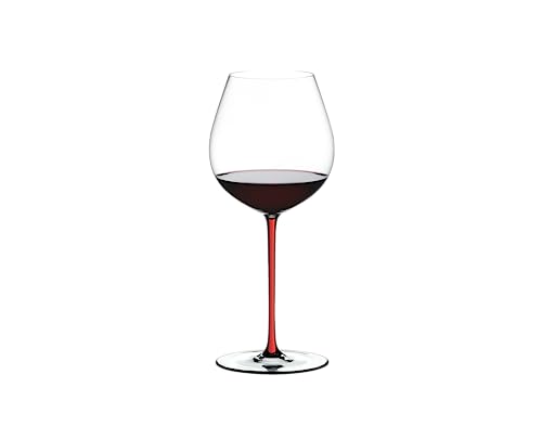 RIEDEL Fatto A Mano Pinot Noir, Einzelpackung, klares u. rotes Kristallglas, handgefertigt von RIEDEL