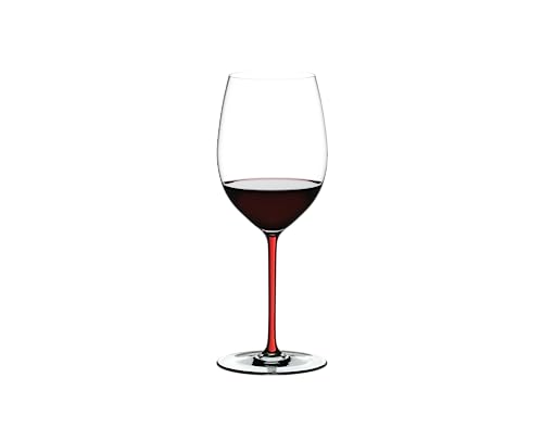 RIEDEL Fatto A Mano Cabernet/Merlot, Einzelpackung, klares u. rotes Kristallglas, handgefertigt von RIEDEL
