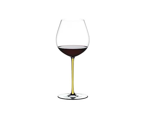 RIEDEL Fatto A Mano Pinot Noir, Einzelpackung, klares u. gelbes Kristallglas, handgefertigt von RIEDEL
