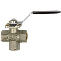 3-Wege-Kugelhahn, ms vern., Anschluss unten, L-Bohrung, Rp 1/4 - Riegler von RIEGLER