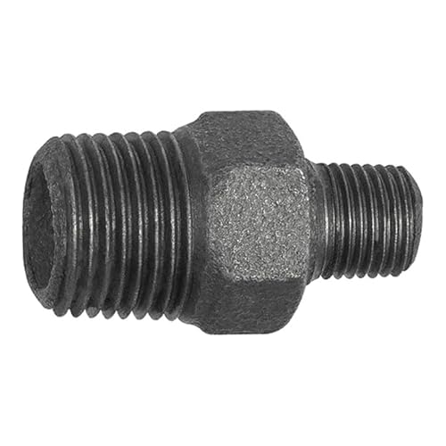 RIEGLER 133758-TFD 245-11210-S Doppelgew.nippel 245 red., R 1 1/2 a., R 1 a., Temperguss schwarz, 1Stk von Riegler