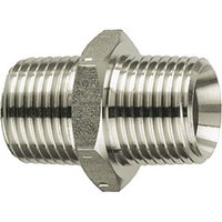 Riegler Doppelgewindenippel, R 1/4 a., R 1/2 a., SW 22, Edelstahl 1.4571 von RIEGLER